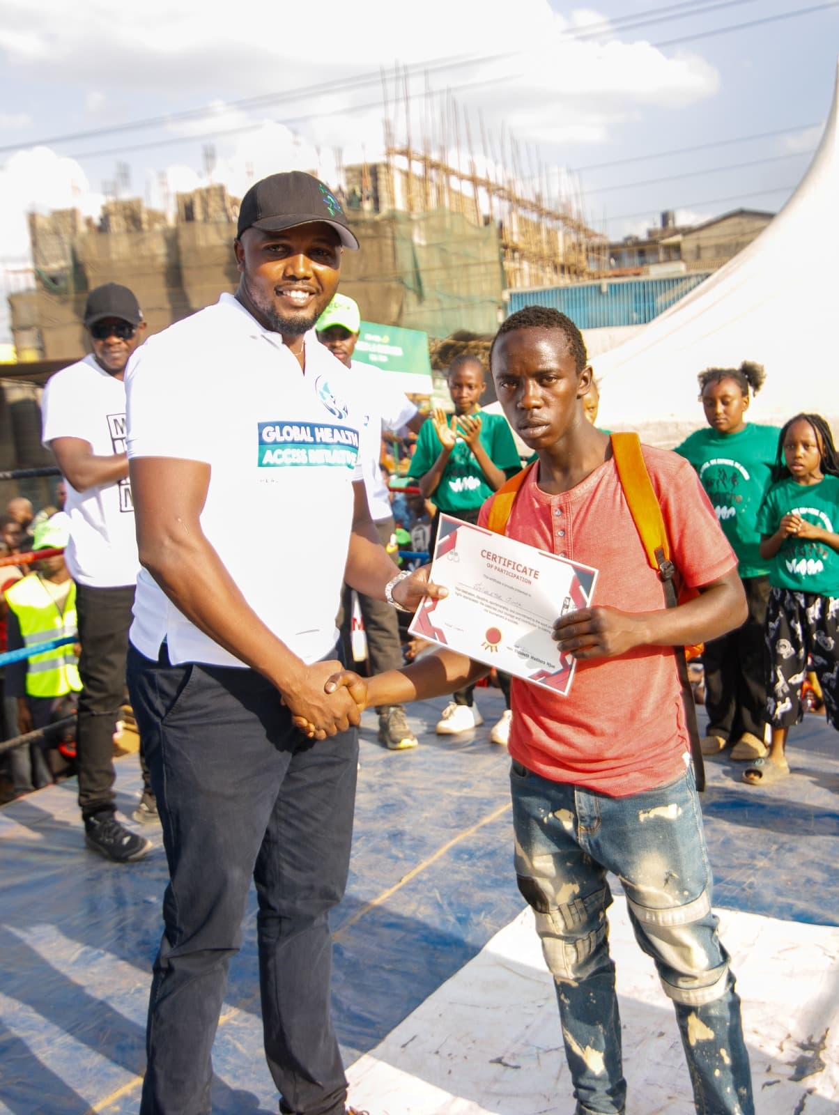 Community members receiving healthcare services